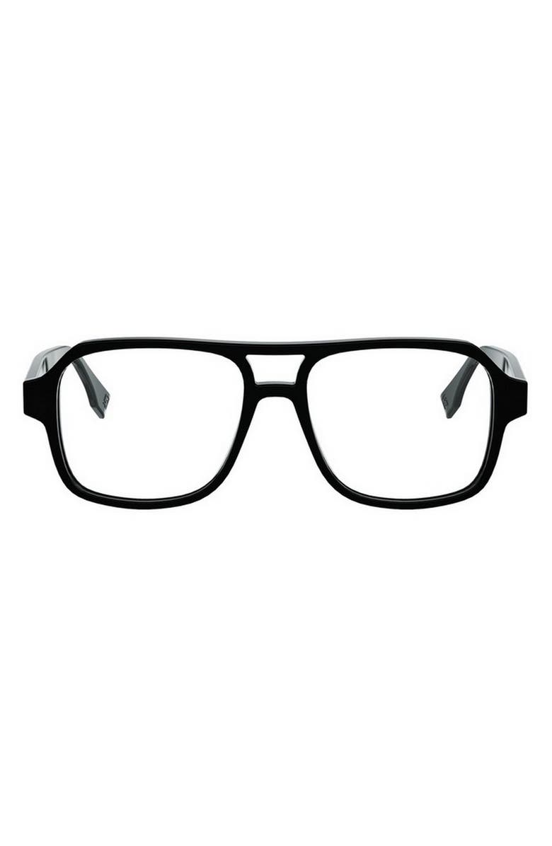 Fendi FF Squared 54mm Square Optical Glasses, Main, color, Shiny Black