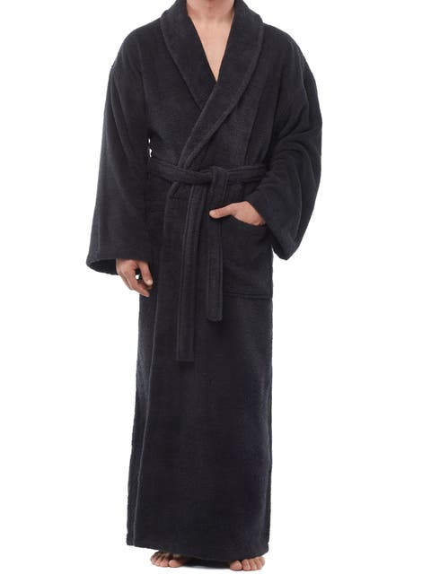 Mens Classic Shawl Collar Ankle Length Terry Bathrobe