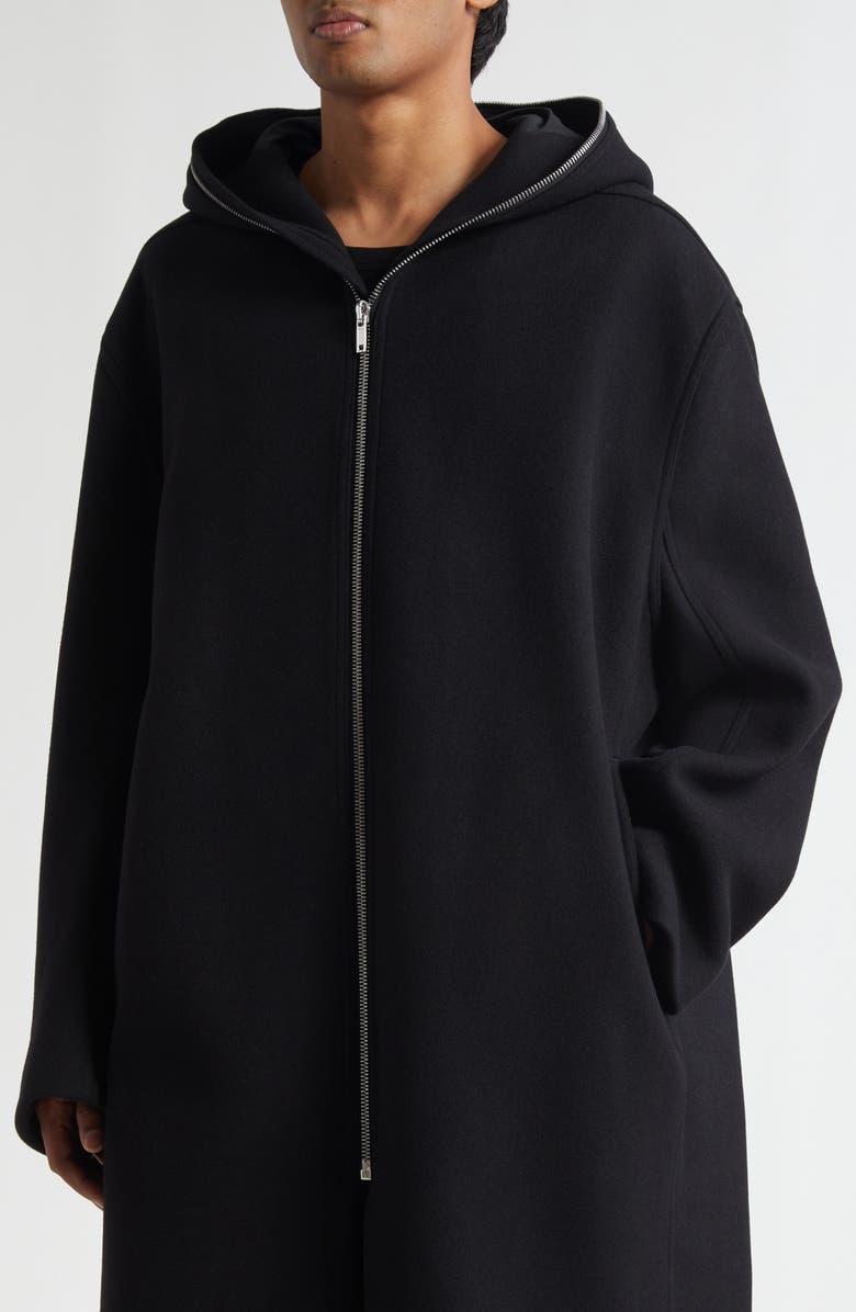 Rick Owens Gimp Hooded Macintosh, Alternate, color, Black