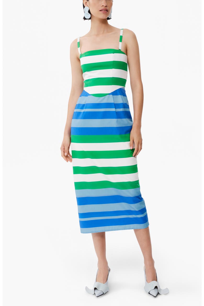 Ally Fitted Cotton Midi Dress, Main, color, Costa Verde