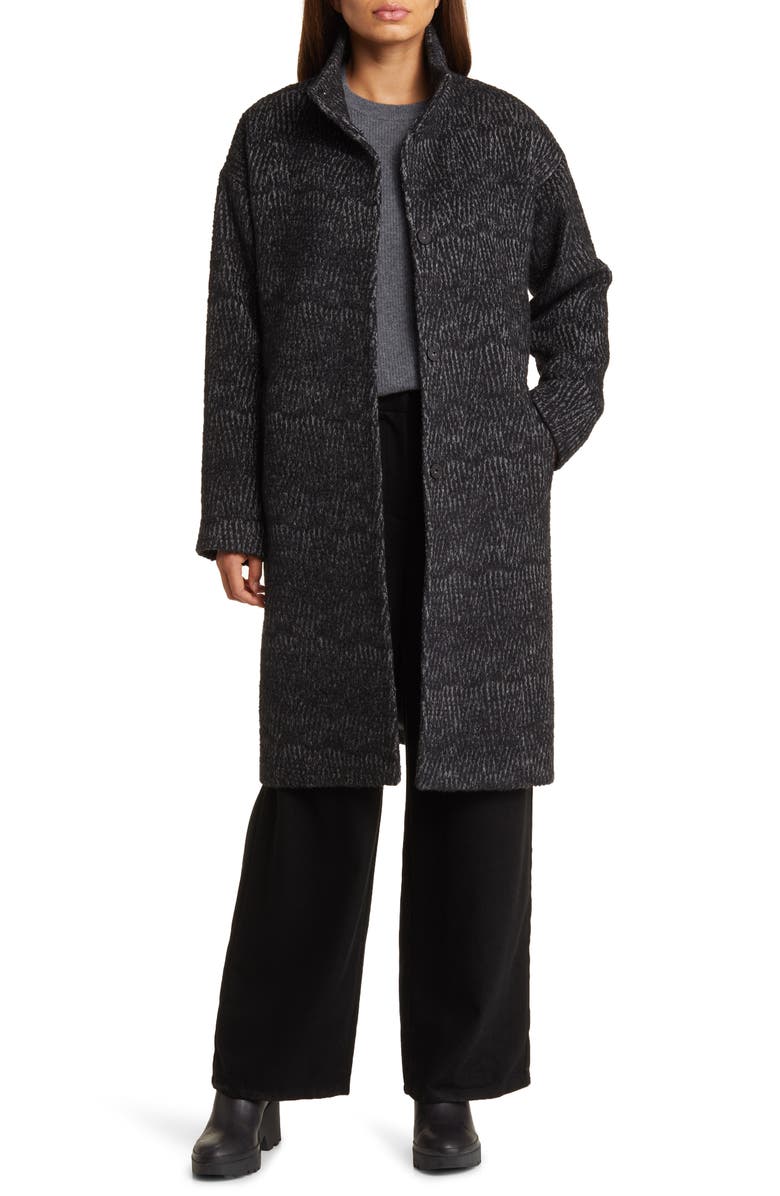 Eileen Fisher Stand Collar Alpaca Blend Coat, Alternate, color, 