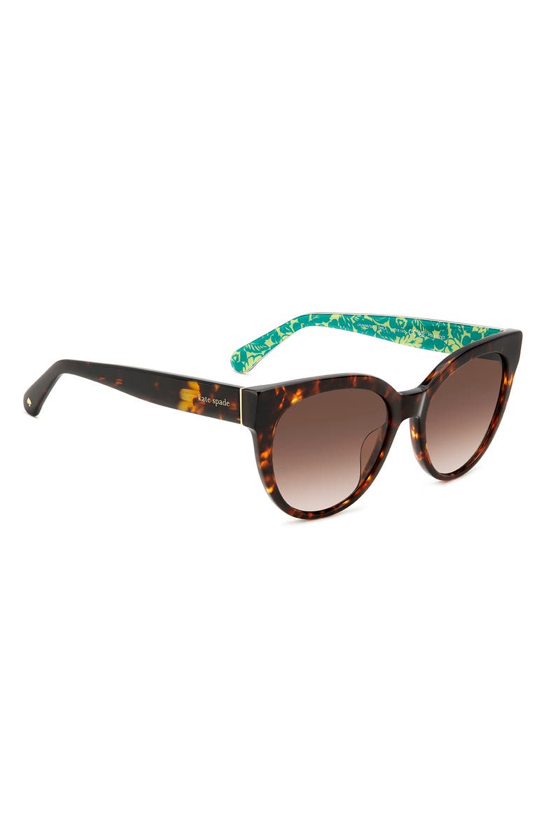Kate Spade Javana 54mm Polarized Round Cat Eye Sunglasses, Alternate, color, Havana