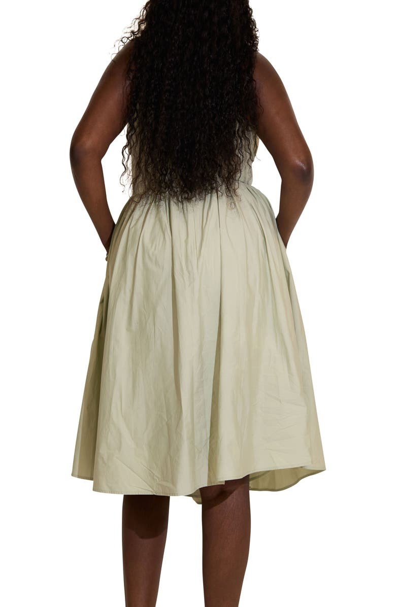 Taideux Camille Fuller Bust Cotton Midi Corset Dress, Alternate, color, Sage