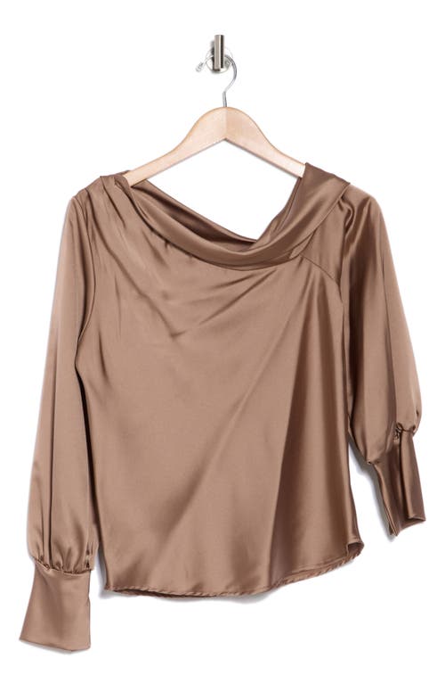 Renee C Asymmetrical Drop Shoulder Satin Top