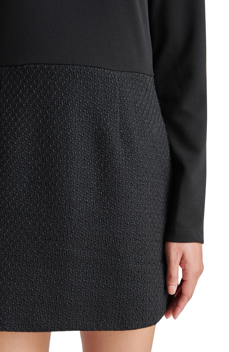 Steve Madden Ty Mock Neck Long Sleeve Mixed Media Minidress, Alternate, color, 