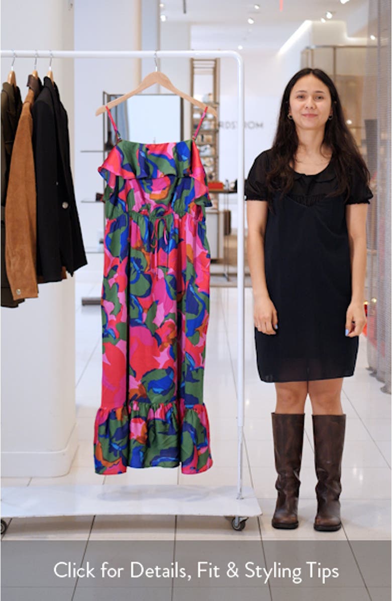 Paige Floral Print Ruffle Sleeveless Midi Dress, sales video thumbnail