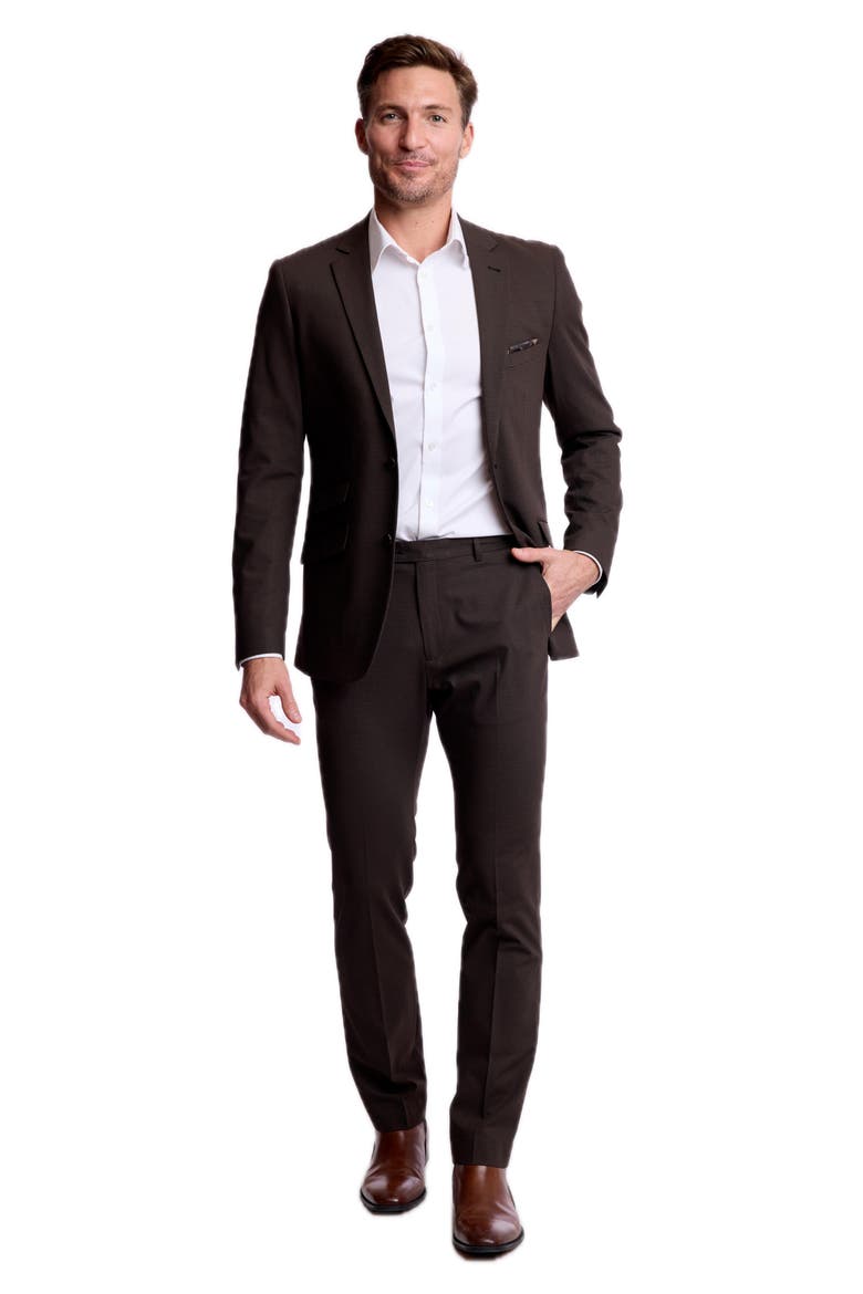 Downing Slim Fit Check Pants, Alternate, color, CHOC BLACK MINI CHECK