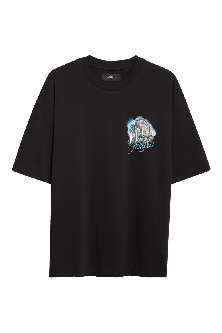Oversize Amiri Hotel Graphic T-Shirt, Alternate, color, BLACK