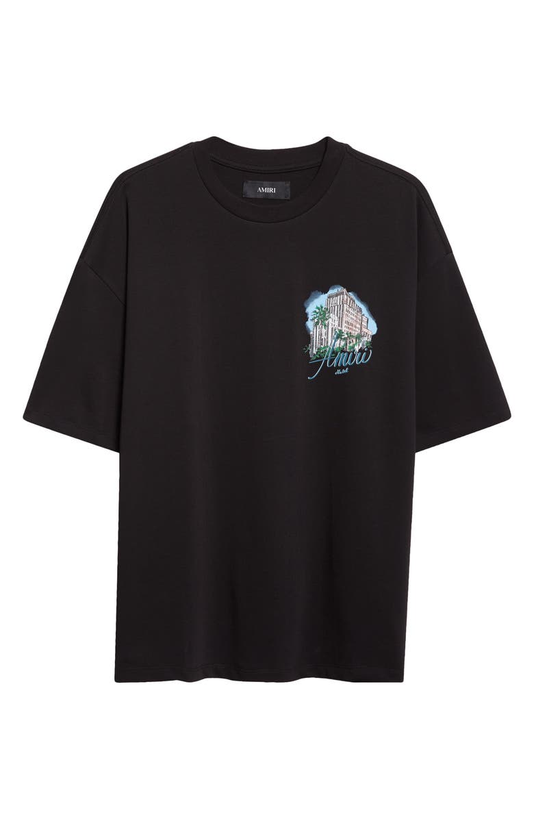 AMIRI Oversize Amiri Hotel Graphic T-Shirt, Alternate, color, Black