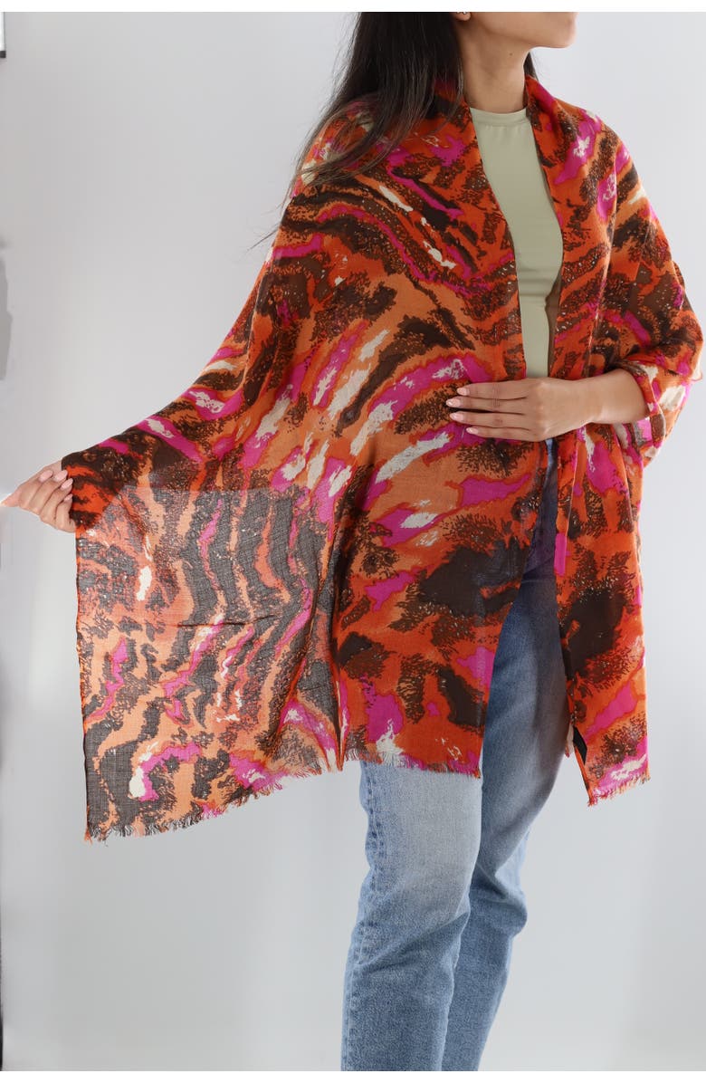 La Fiorentina Abstract Print Scarf, Alternate, color, Orange