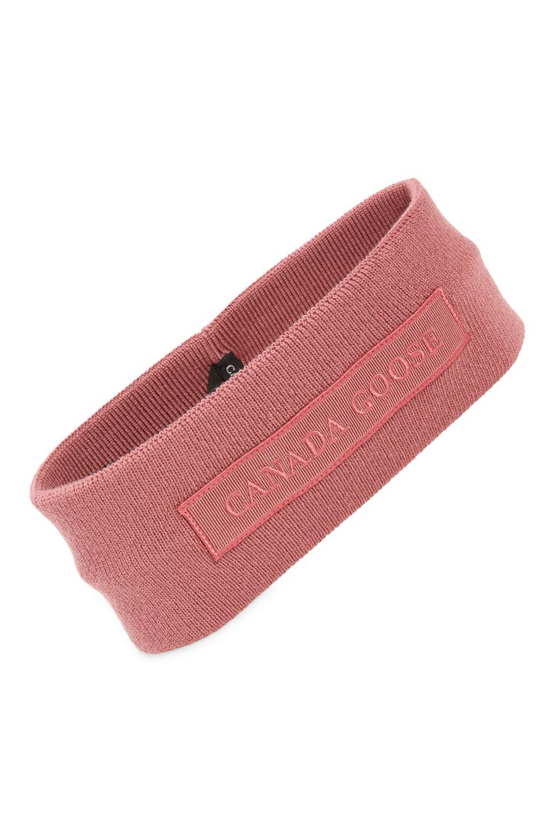 Tonal Emblem Merino Wool Ear Warmer, Main, color, SOFT MAUVE/ MAUVE TAMISE