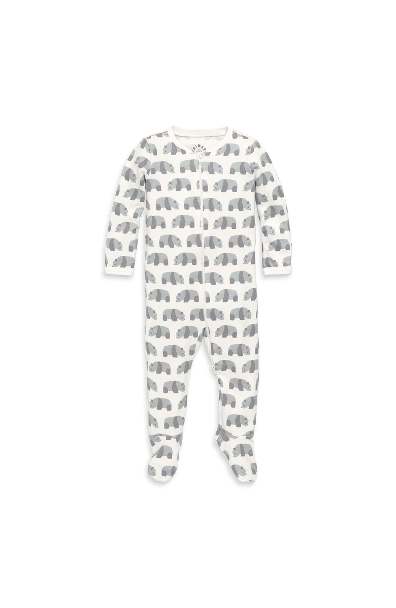 Primary Baby Organic Animal Friends Zip Footie, Main, color, Fog Pandas