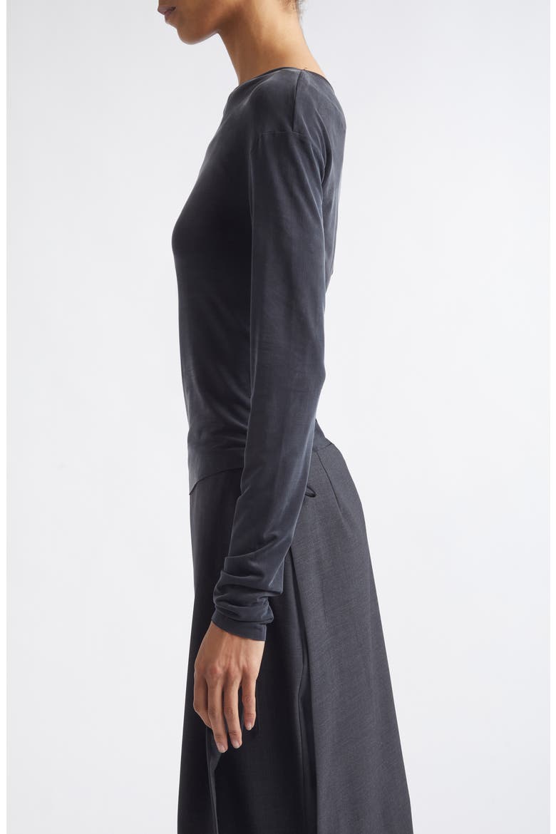 Cupro Jersey Long Sleeve Top, Alternate, color, BLACK