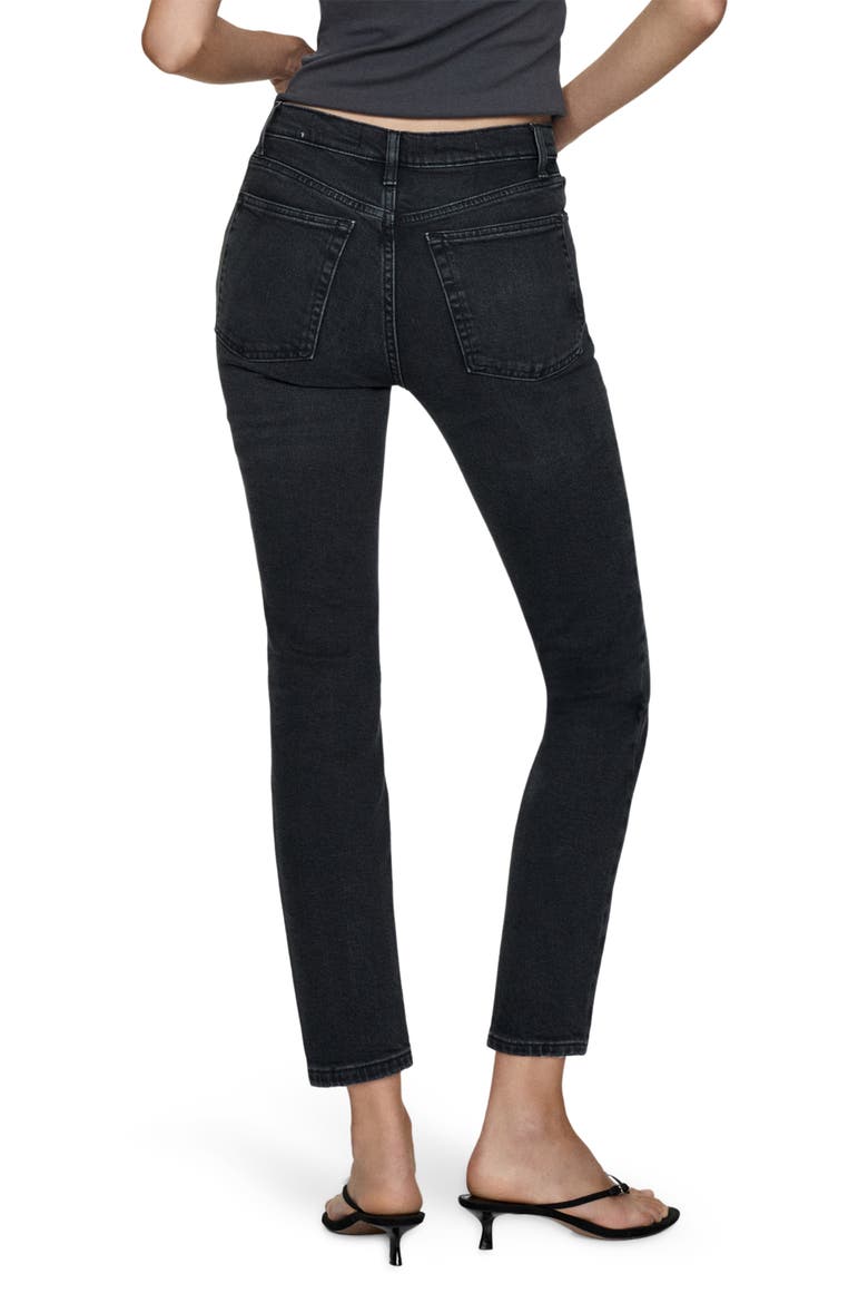 Claudia Waxed Crop Slim Fit Jeans, Alternate, color, BLACK DENIM