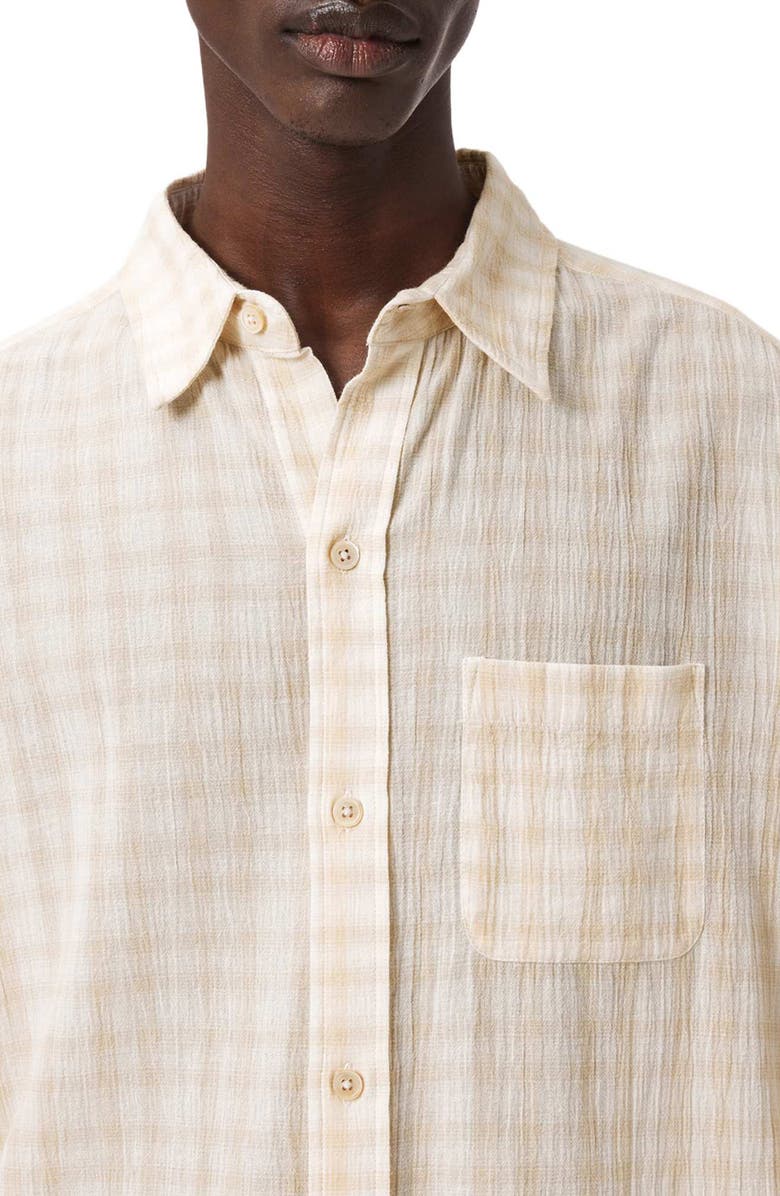 AllSaints Toya Check Cotton Button-Up Shirt, Alternate, color, Sandstone Brown