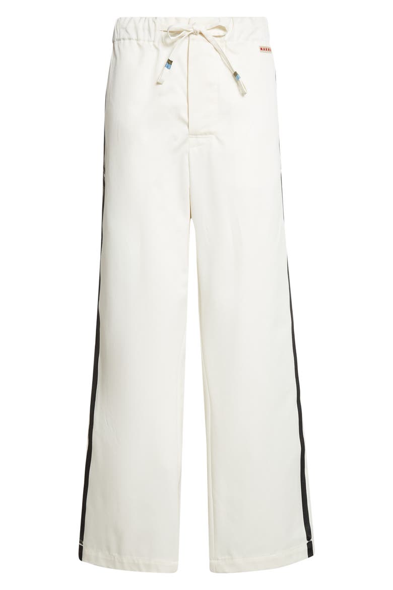 Contrast Stripe Cotton Wide Leg Track Pants, Alternate, color, 00W01 LILY WHITE
