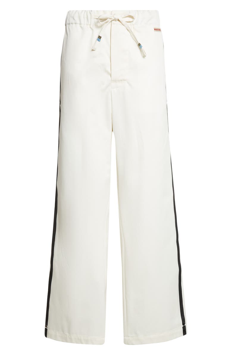 Marni Contrast Stripe Cotton Wide Leg Track Pants, Main, color, 00W01 Lily White