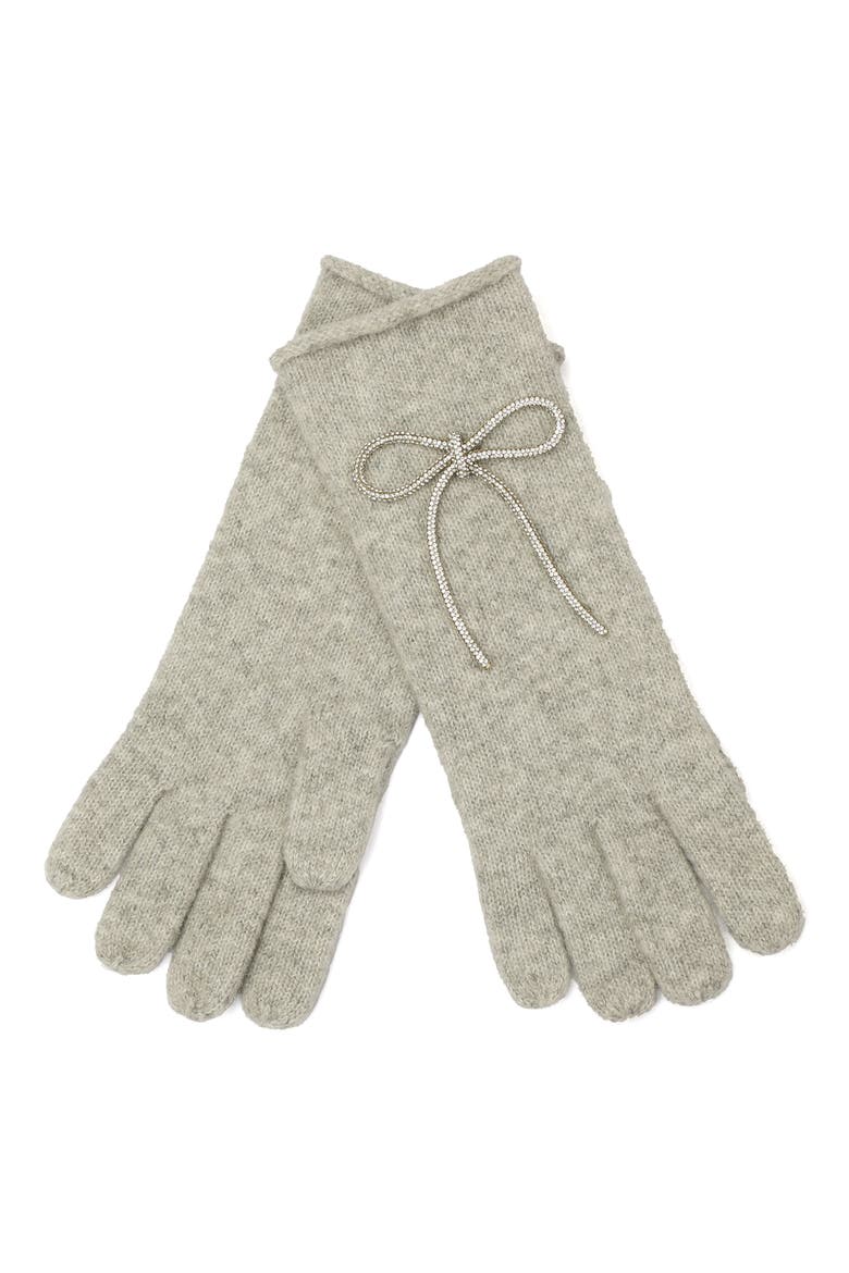Embellished Bow Knit Gloves, Main, color, QUARRY GREY