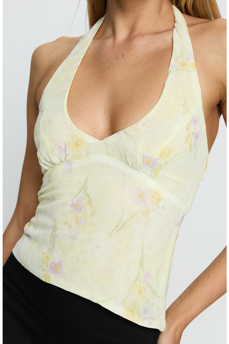 Dymond Print Halter Top, Alternate, color, YELLOW FLORAL