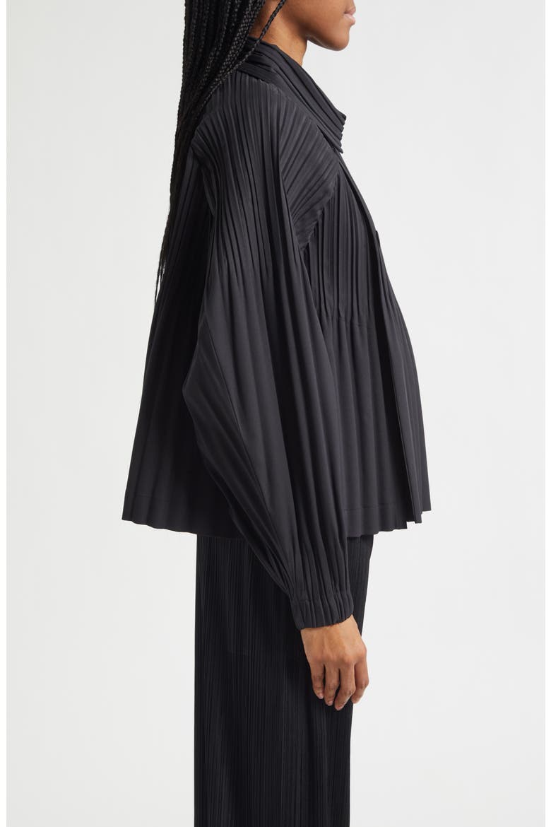 Pleated Double Breasted Jacket, Alternate, color, BLACK
