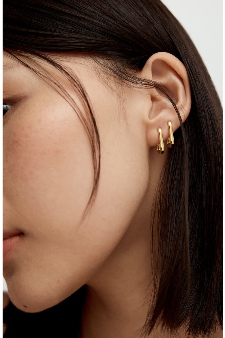 Alta Slim Huggie Hoop Earrings, Alternate, color, 18CT GOLD VERMEIL