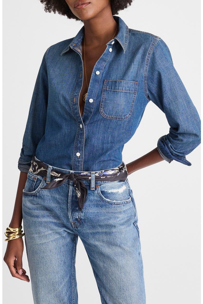 Tuckable Denim Button-Up Shirt, Main, color, GREENDALE