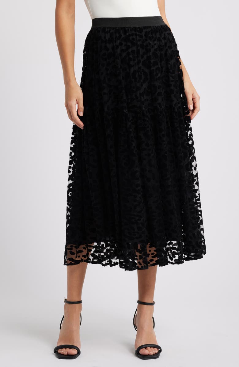 Masai Copenhagen Salome Leopard Spot Burnout Velvet Skirt, Main, color, 