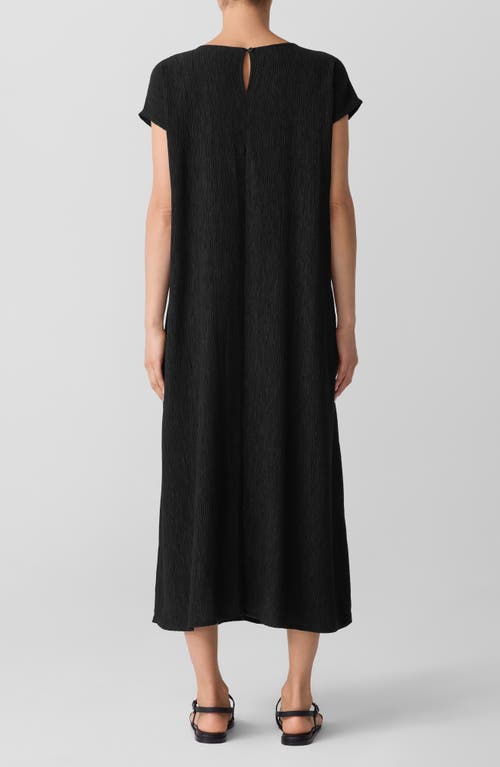 Eileen Fisher Short Sleeve Jacquard Maxi Dress In Black
