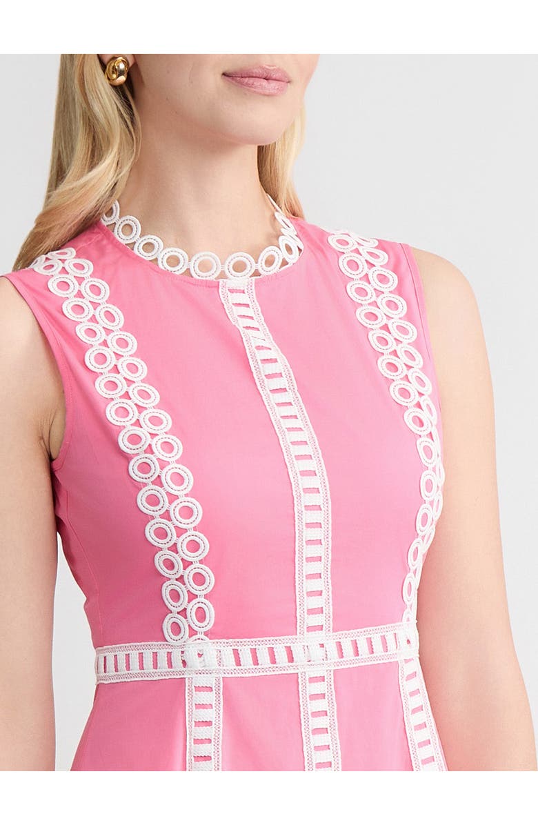 Misook Fit & Flare Cotton Eyelet Trim Maxi Dress, Alternate, color, Pink