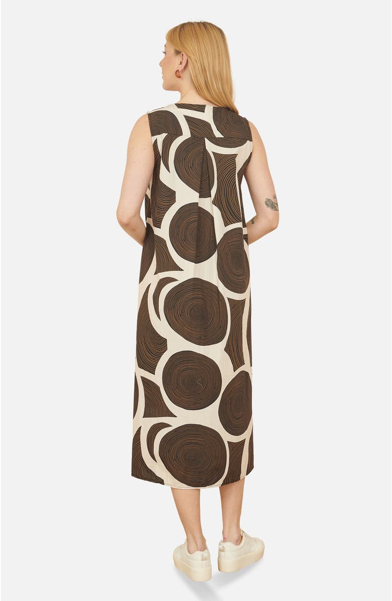 Yumi Sleeveless V-Neck Trapeze Midi Dress, Alternate, color, Brown