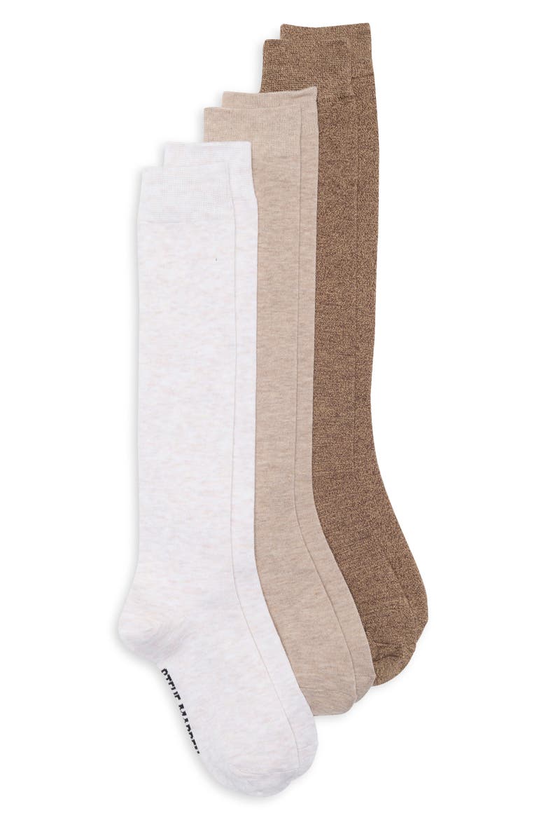 3-Pack Marled Knee High Socks, Main, color, BROWN