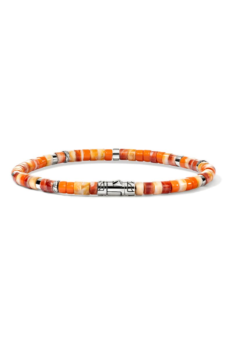 Heishi Bracelet, Gemstones, Sterling Silver, Alternate, color, ORANGE