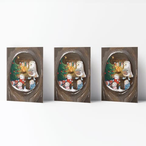 Winter/Holiday Greeting Card Pack Sets (3 ct) Merry Owls