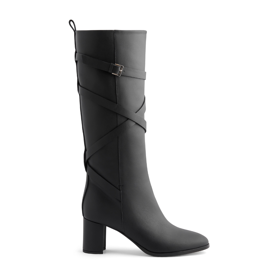 Linda Strappy Boot, Main, color, Black Nappa
