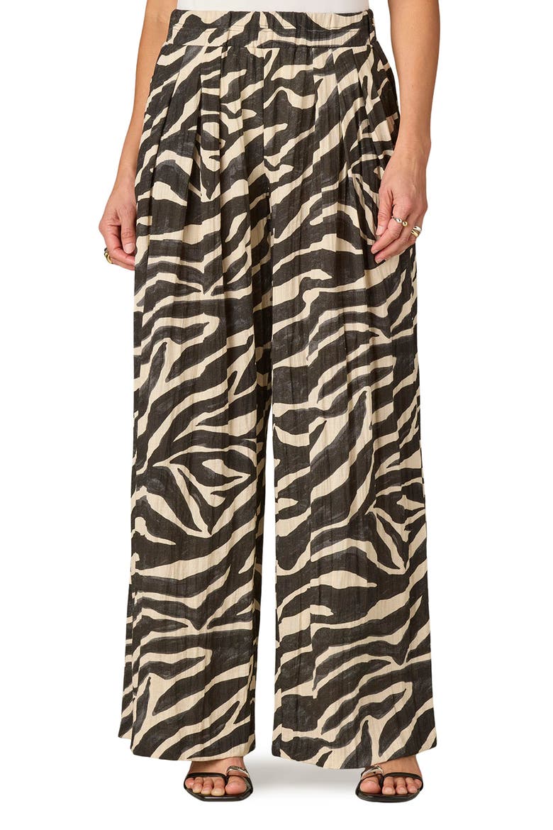 Glider Skyrise Pleated Palazzo Pants, Main, color, CHARCOAL/ ECRU