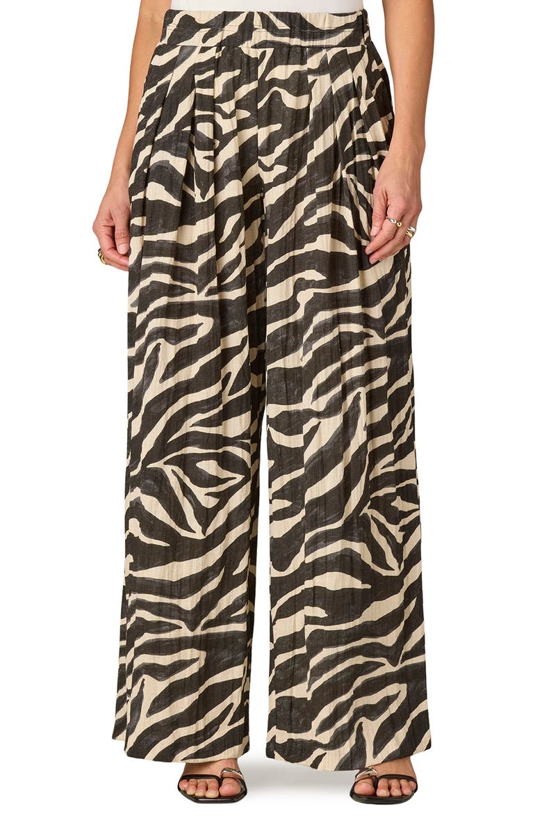 Wit & Wisdom Glider Skyrise Pleated Palazzo Pants, Main, color, Charcoal/ Ecru