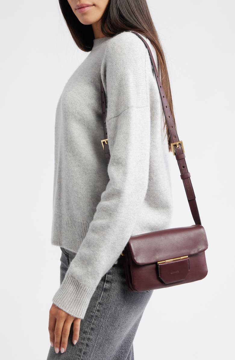 AllSaints Jupiter Leather Crossbody Bag, Alternate, color, Dark Red