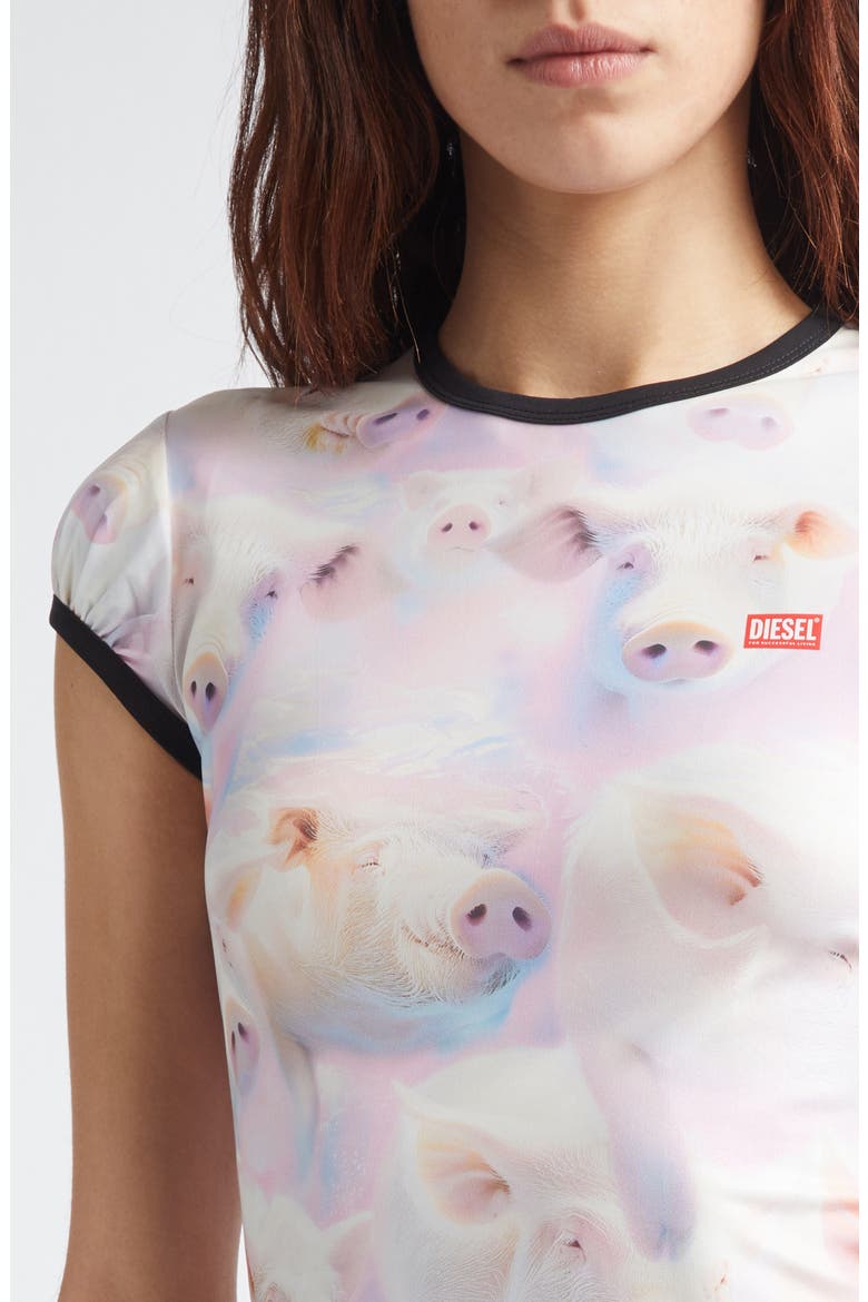T-Unkyp Pig Print Ringer T-Shirt, Alternate, color, PINK