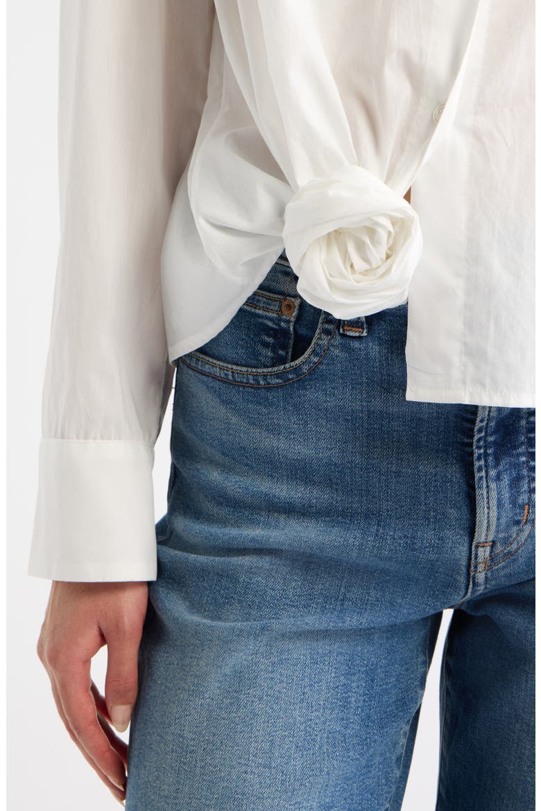 Knotted Hem Cotton Shirt, Alternate, color, WHITE
