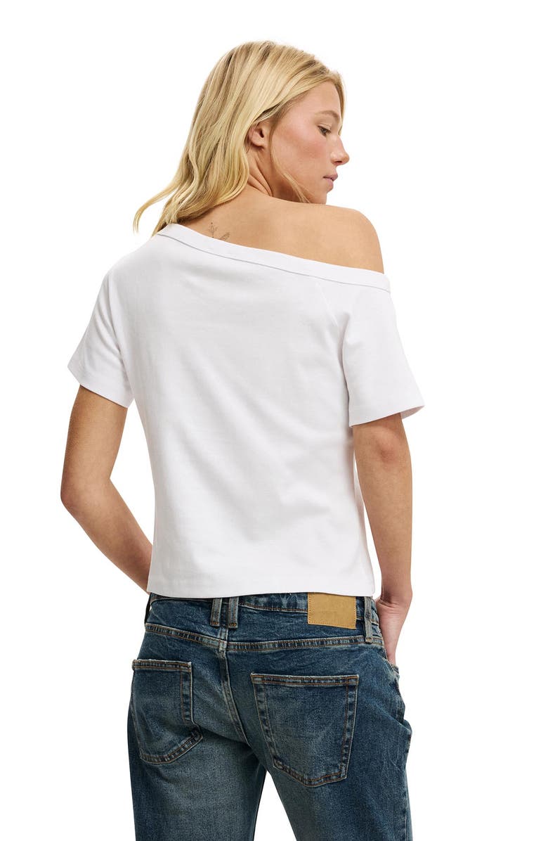 Cotton On Women's Arlie Asymmetric Short Sleeve, Alternate, color, White