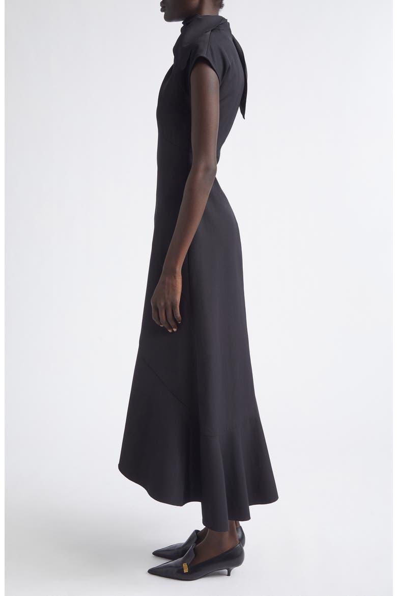 Elodine Asymmetric Tropical Wool Blend Dress, Alternate, color, BLACK