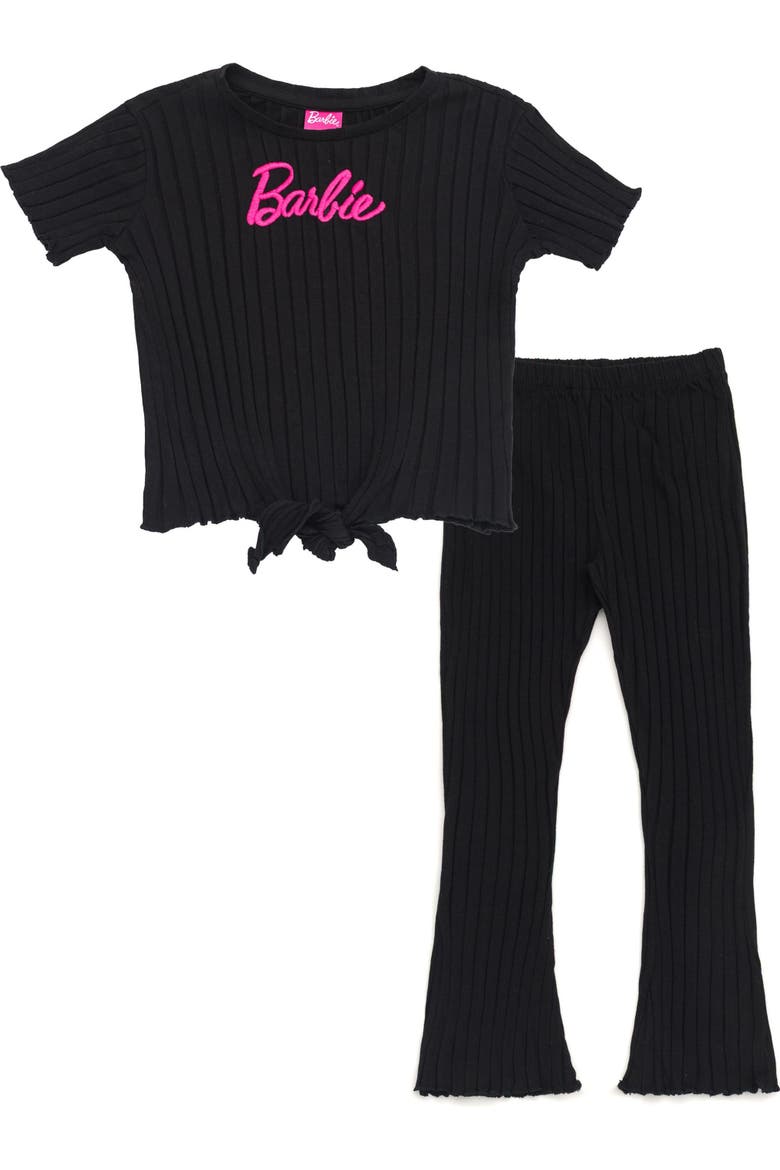 2-Piece Tee and Flare Leggings Set, Main, color, Black Hot Pink