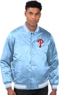 STARTER Men's Starter Light Blue Philadelphia Phillies Locker Room Satin Full-Snap Varsity Jacket