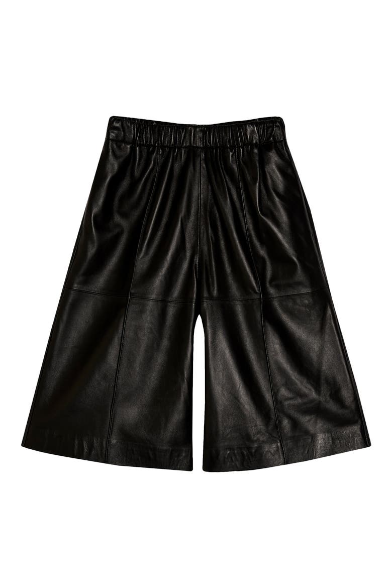 Leather Bermuda Shorts, Alternate, color, BLACK