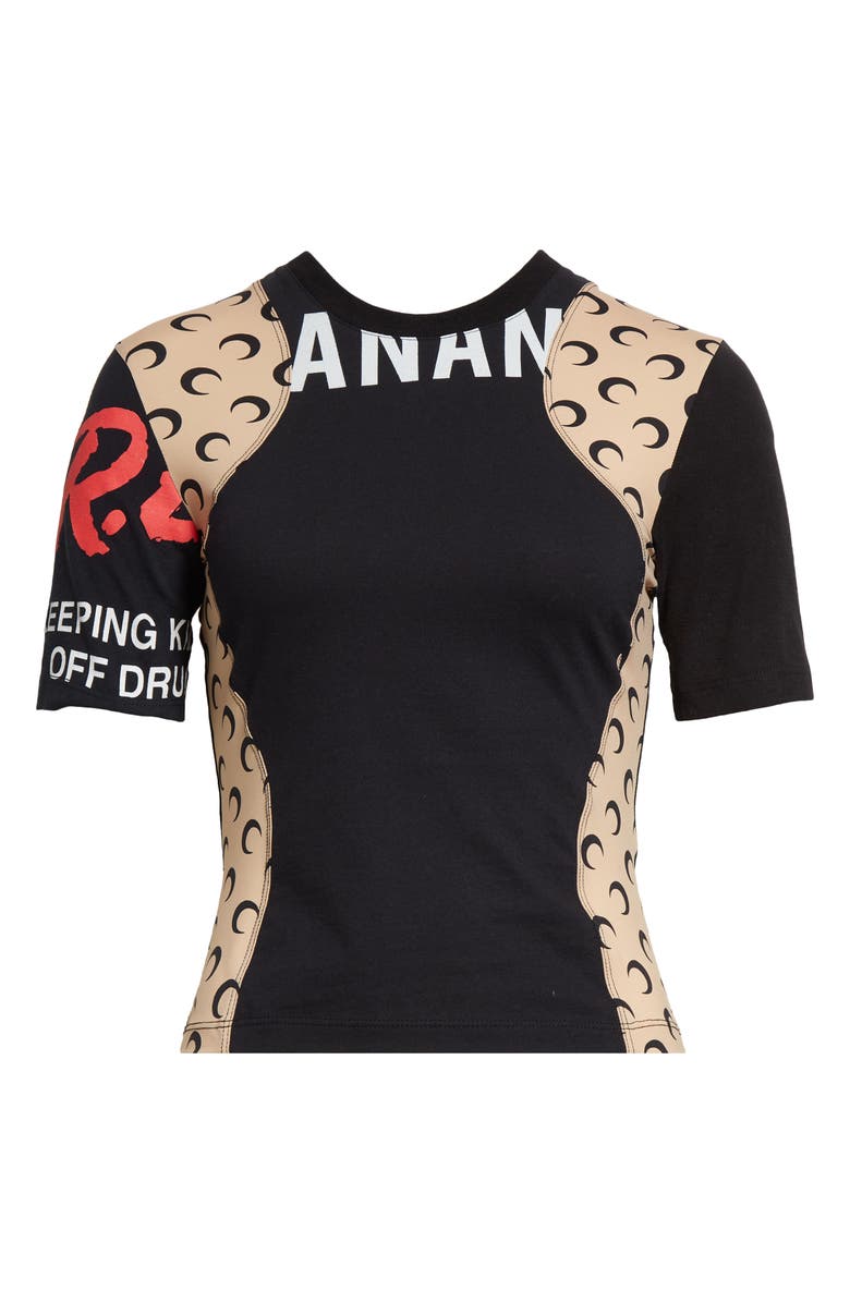 Marine Serre Paneled Cotton Graphic T-Shirt, Alternate, color,