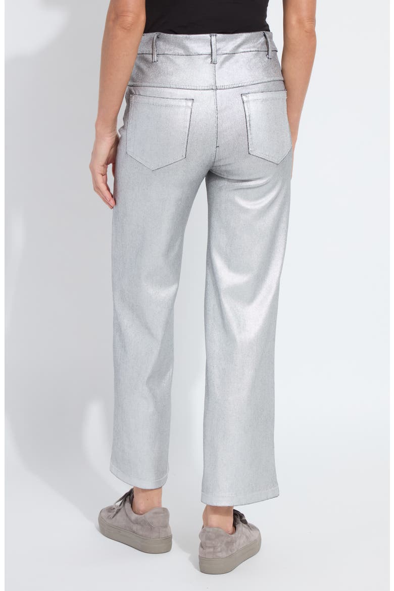 Metallic Coated High Waist Wide Leg Pull-On Jeans, Alternate, color, METALLIC SILVER