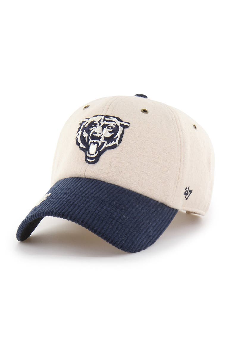 Women's '47 Natural/Navy Chicago Bears Rope Script Clean Up Adjustable Hat, Alternate, color, Natural