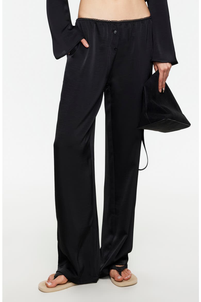 In Bloom Wide Leg Satin Pants, Main, color, NOIR