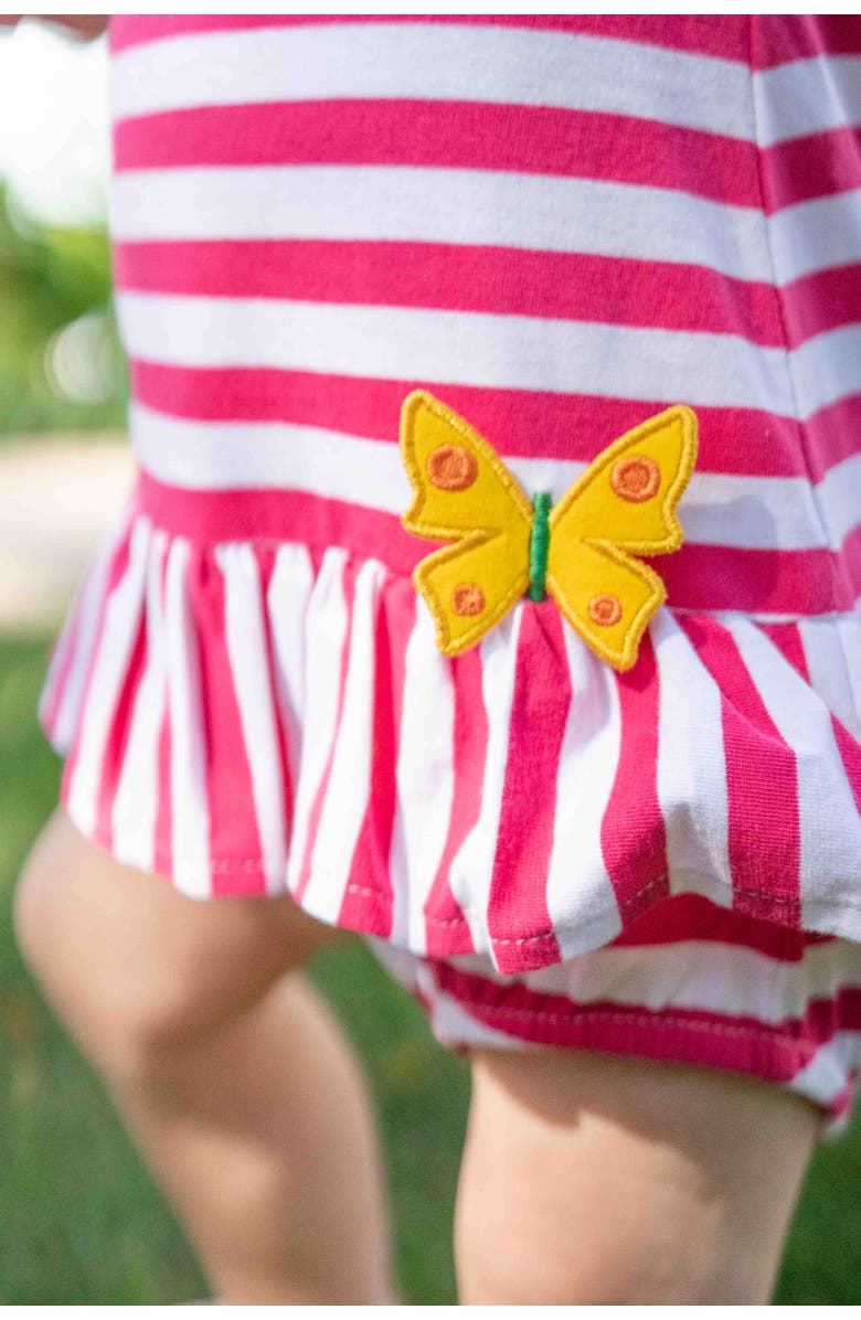 Florence Eiseman Stripe Knit Romper With Flower, Alternate, color, Fuchsia/White