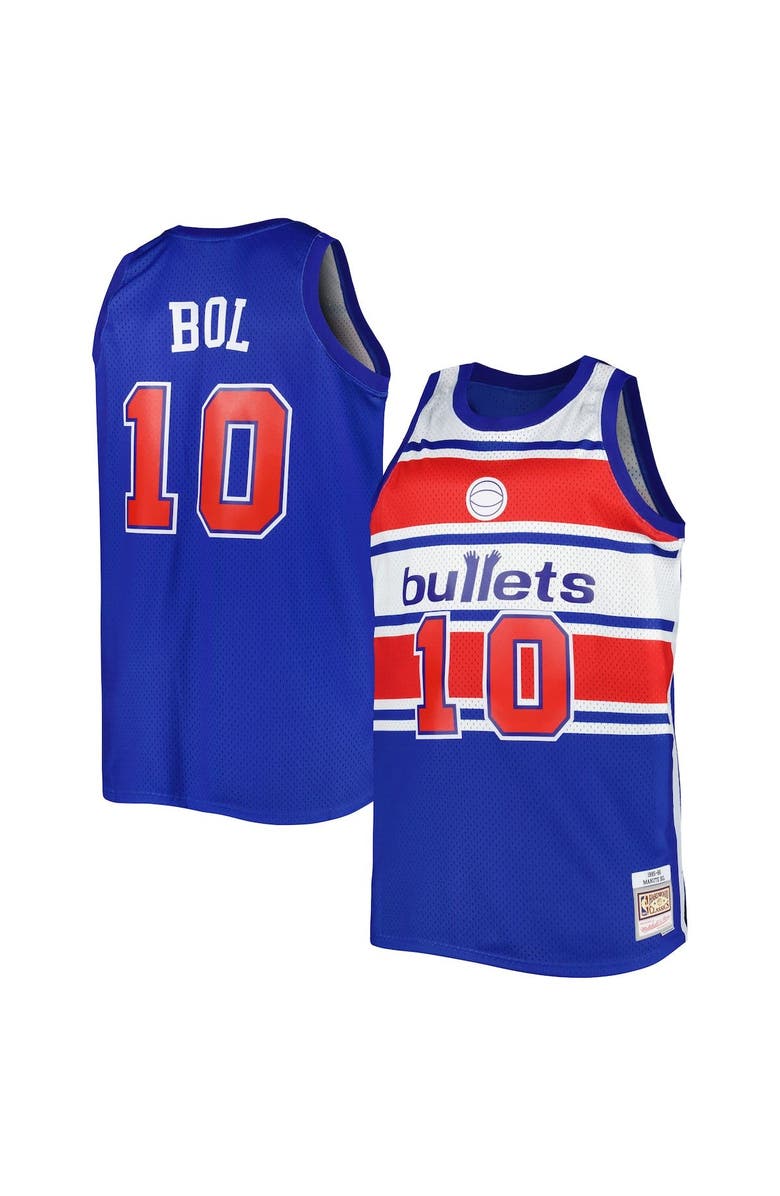 Mitchell & Ness Men's Mitchell & Ness Manute Bol Blue Washington Bullets Big & Tall Hardwood Classics 1985-86 Swingman Jersey, Alternate, color,